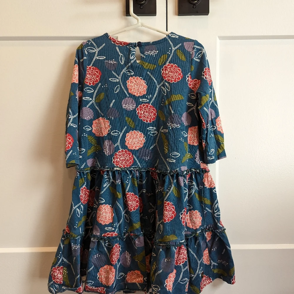 TEA Collection Girls folksy floral printed tiered ruffle skirt dress size 6